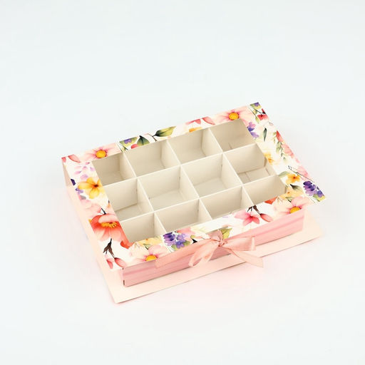 Цена за 5 шт. Коробка под 12 конфет с ячейками «С любовью» 18.5×13.5×3.5 см