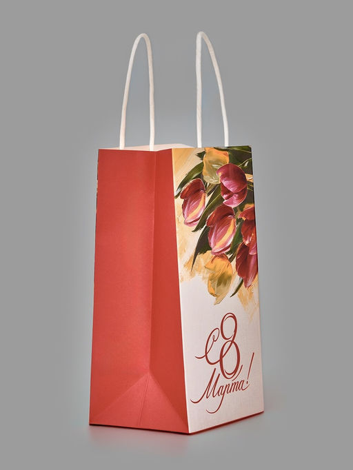 Цена за 2 шт. Пакет подарочный крафт 8 марта, 12?21?9 см