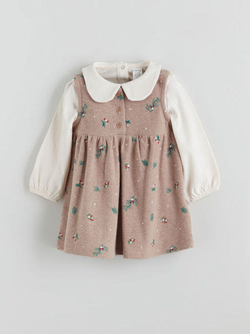 Bebe Yaka K?z Bebek Bluz ve Elbise 2li