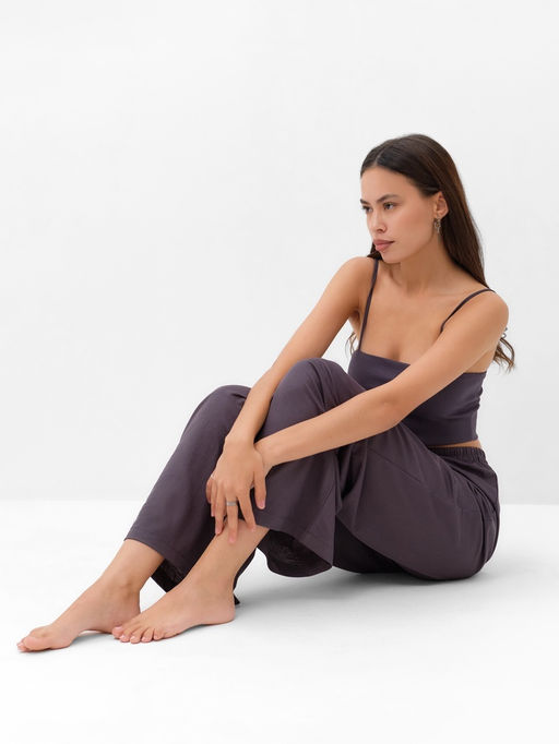 Костюм женский: рубашка, брюки, топ, KAFTAN Base, размер 46, графитовый