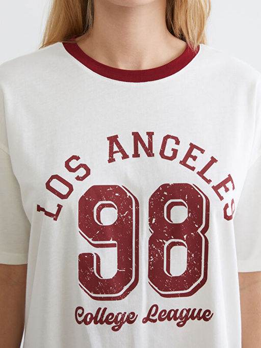 Bisiklet Yaka Bask?l? Kad?n Pijama Tak?m?