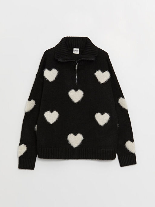 Yar?m Bal?k?? Yaka Desenli Uzun Kollu K?z ?ocuk Triko Kazak - Waikiki фото 3