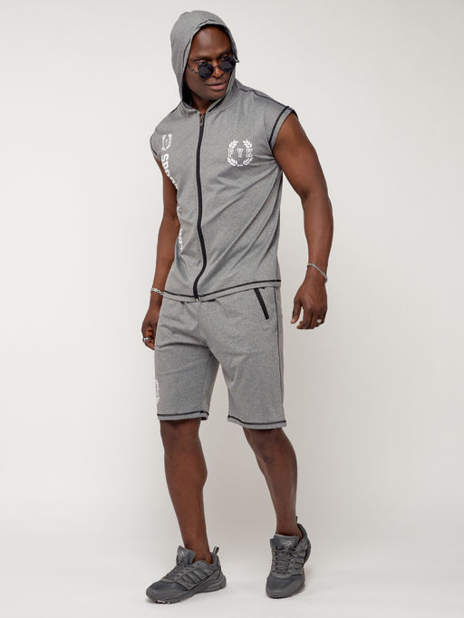 Спортивный костюм летний мужской светло-серого цвета 2265SS - FUYOUKAI фото 3