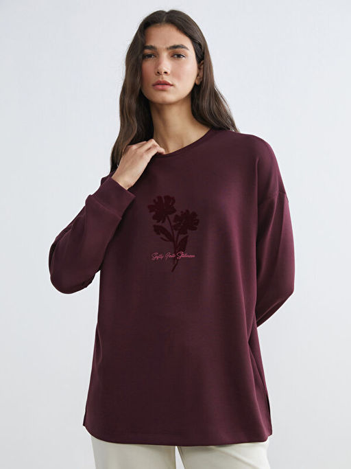 Bisiklet Yaka Oversize Kad?n Sweatshirt Tunik