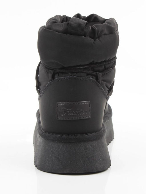 04-WF029-2M BLACK Ботинки зимние женские (натуральная кожа, курточная ткань, 100% шерсть)