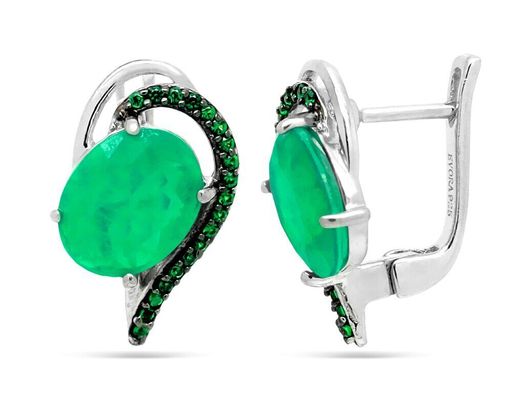 Серьги из серебра турмалин тропикана выращ., Монини