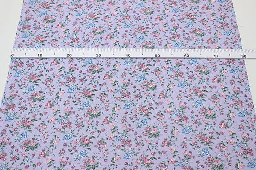 Ситец Цветущие розочки цв.сиренево-голубой, ш.0.8м, хлопок-100%, 85гр/м.кв - Купава фото 3