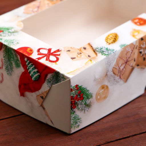 Цена за 5 шт. Коробка подарочная складная с окном «Новогодние подарки», 25×15×7 см