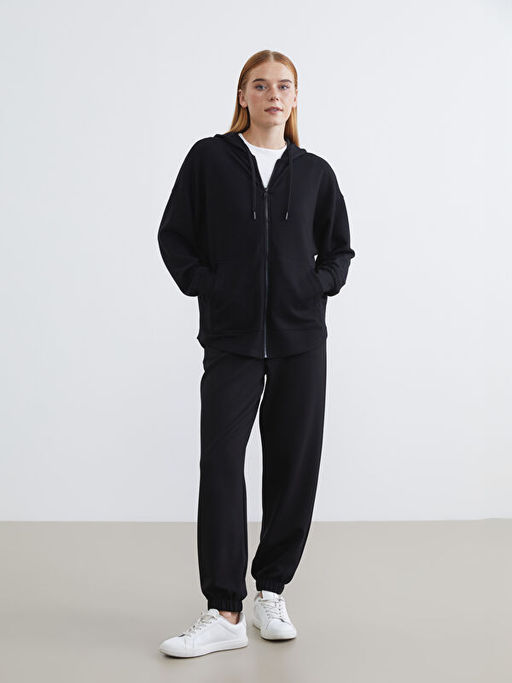 Kap??onlu Soft Touch Kad?n Fermuarl? Sweatshirt