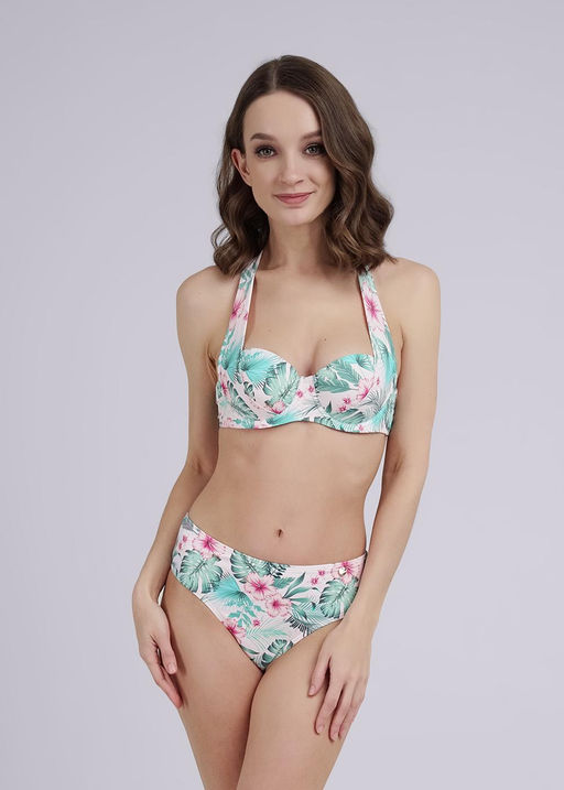 CLE SS103к Купальник жен. форм. св.зелёный/фуксиевый