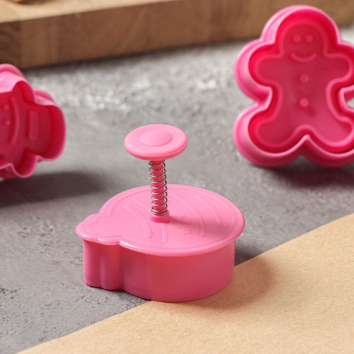 Плунжеры кондитерские Доляна Новый год, набор 4 шт., пластик, розовые