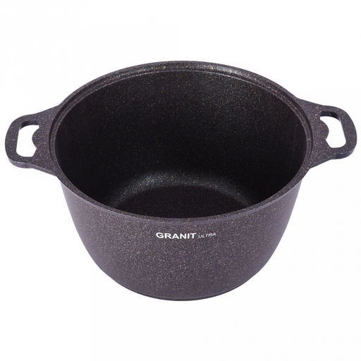 Кастрюля с антипригарным покрытием 6л, д28см "Granit Ultra", h15,5см, стеклянная жаропрочная крышка, ручка из термостойкого пластика, голубой гранит (Россия) - можно использовать металлические кухонные принадлежности