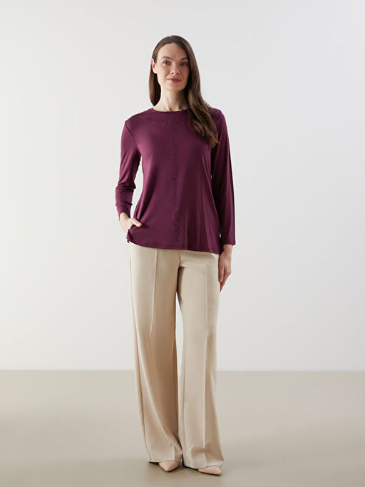 Bisiklet Yaka Ta?l? Kad?n Bluz