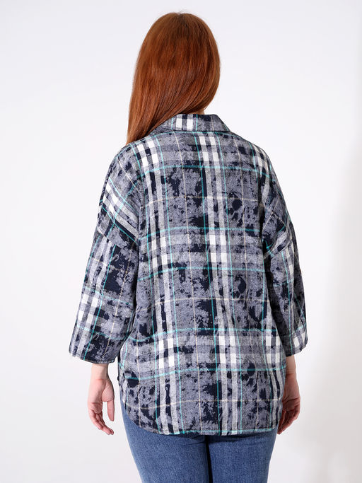 Женская рубашка в клетку больших размеров - Almond фото 6