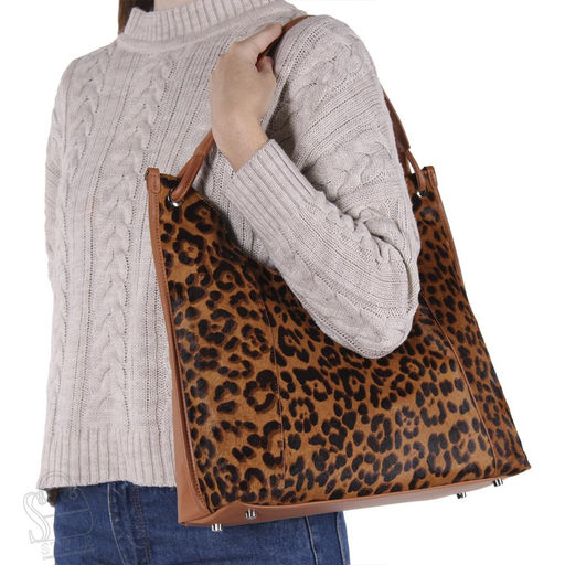 Сумка женская кожаная 3628VG leopard brown Vitelli Grassi  в Новосибирске