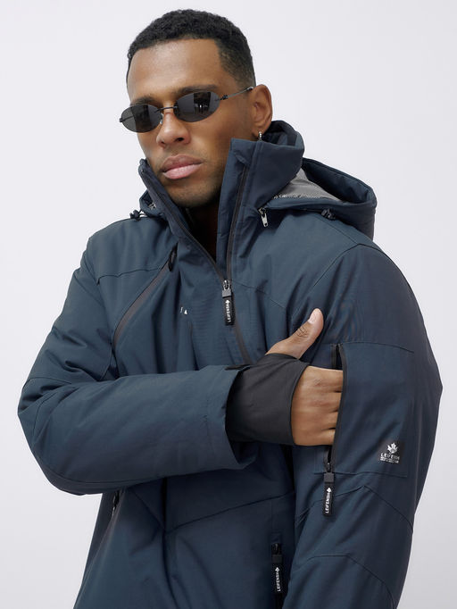 Горнолыжный костюм анорак мужской зимний темно-серого цвета 389TC - Leifensh фото 17