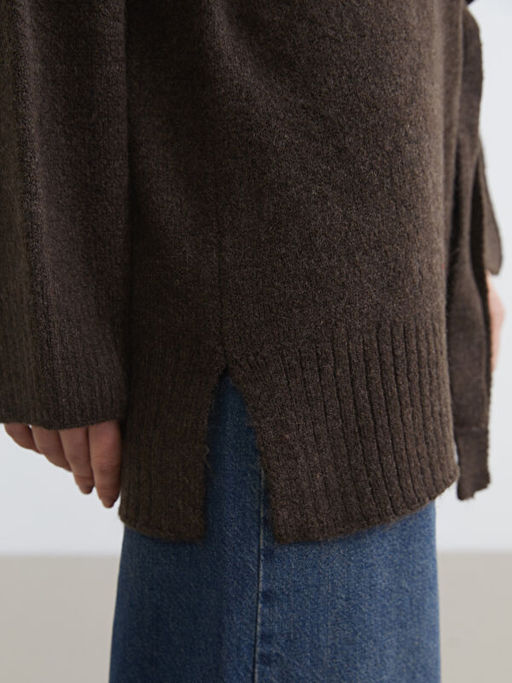 Yar?m Bal?k?? Yaka Oversize Kad?n Triko Tunik