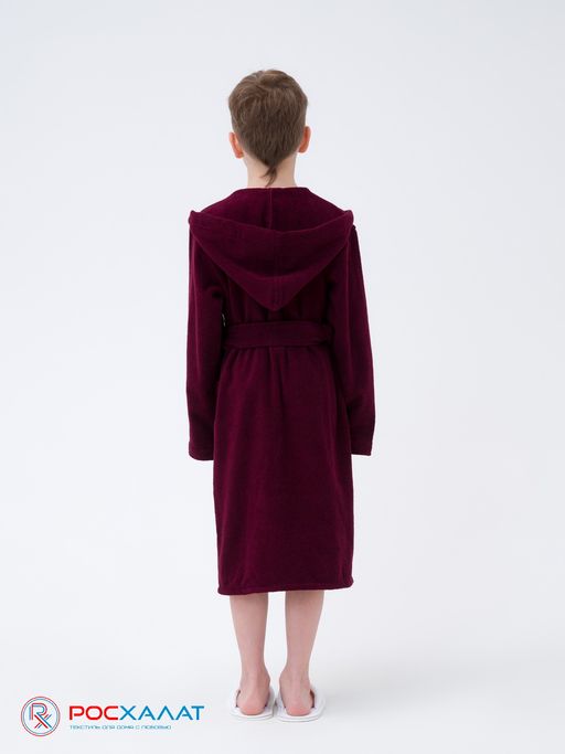 Детский махровый халат с капюшоном темно-бордовый МЗ-04 (122)