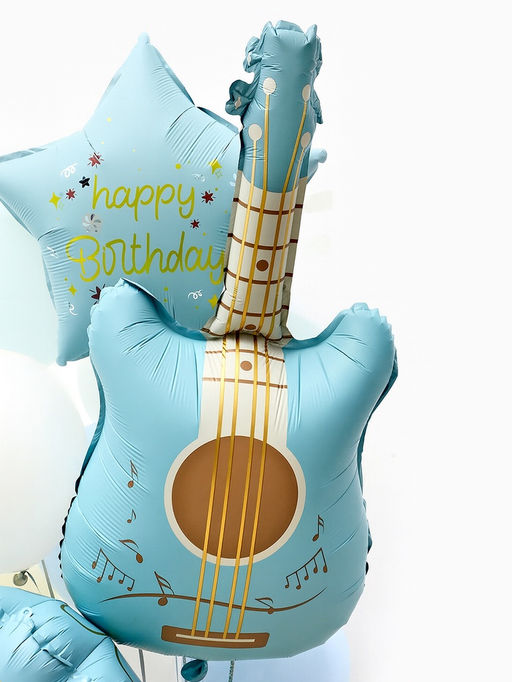 Воздушные шары "Голубая гитара" фольга, латекс, набор 12 штук