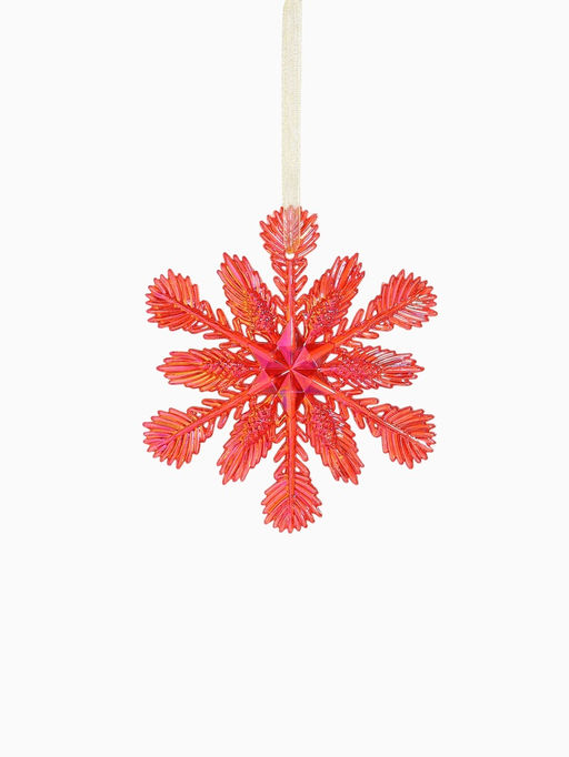 Цена за 2 шт. Ёлочная игрушка Зимнее волшебство. Снежинка ажурная, 1111 см, красный перелив  фото 8