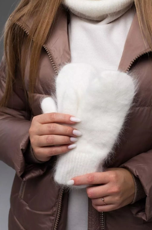 K13133 Варежки (ангора) БЕЛЫЙ