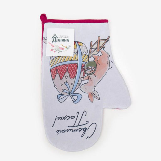 Варежка-прихватка Доляна Пасха 20х28 см, 35% хлопок, 65% пэ, ватин 250 г/м2  фото 4