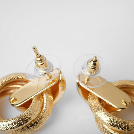 Серьги металл Фьюче круги плетения, цвет золото - Qf фото 3