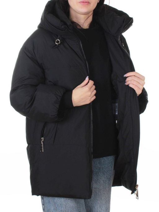 8362 BLACK Куртка зимняя женская оверсайз (200 гр. холлофайбер)