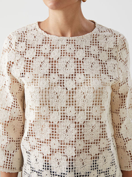 Bisiklet Yaka Dantelli Kad?n Bluz