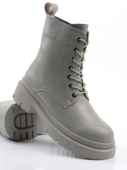 04-PAS70-3Z GRAY/GREEN Ботинки зимние женские (натуральная кожа, 100% шерсть)