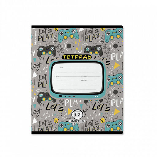 Цена за 10 шт. Тетрадь школьная ученическая ErichKrause Gamepad, 12 листов, клетка (в плёнке по 10 шт.)_MIX-PACK  фото 7