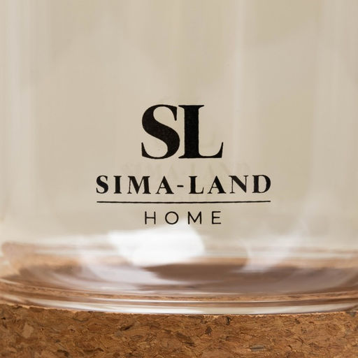 Стакан с двойными стенками SL Home «Алькорноке», 300 мл, 8×12 см, на пробковой подставке, стекло, прозрачный
