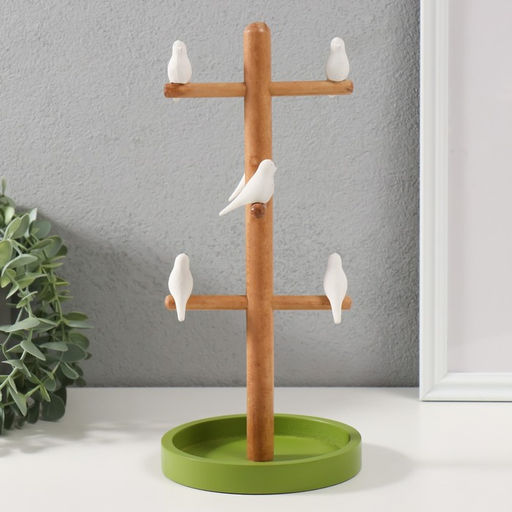 Подставка для украшений Птички на дереве, зелёный, 13?13?29.5 см
