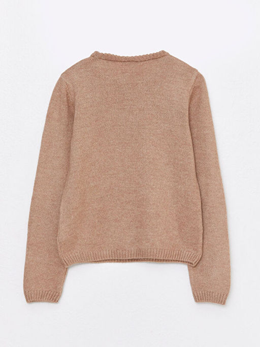 Bisiklet Yaka Desenli Uzun Kollu K?z ?ocuk Triko Kazak - Waikiki фото 2