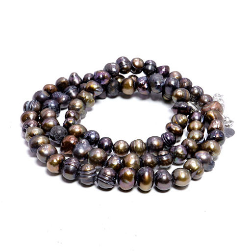 Бусы натуральный жемчуг Black-Brown-Blue - камень королев, дарующий любовь и счастье