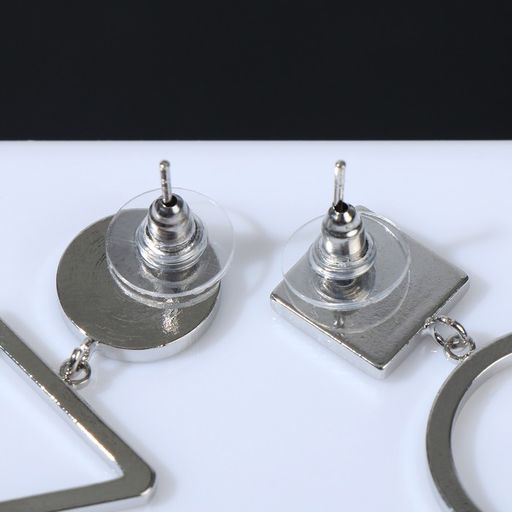 Серьги с перламутром Волшебство геометрия, цвет чёрный в серебре - Queen fair фото 2