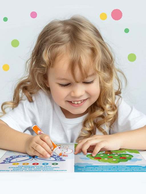 Раскраски набор «Рисуем точками», 6 точка - маркеров, 8 раскрасок