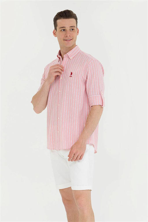 U. S. Polo Assn Мужская рубашка лосося в белую полоску - U.s. polo assn фото 10