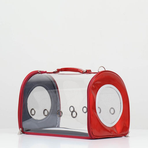 Сумка - переноска для животных, прозрачная, 43 х 24 х 28 см, красная - Пижон фото 3