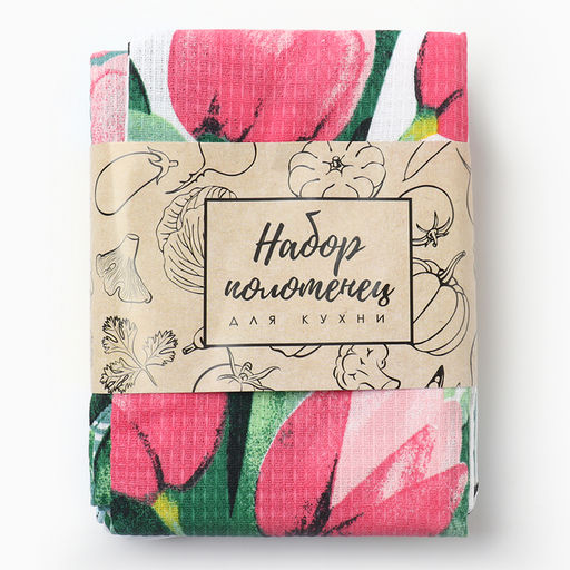 Набор кухонных полотенец Доляна «Цвети» 35×60 см-4 шт., 100% хл