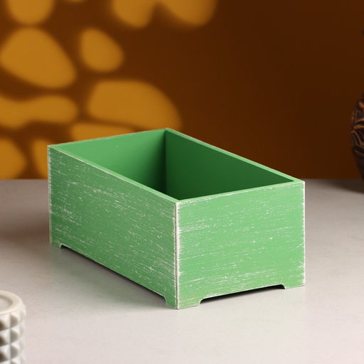 Кашпо деревянное Прованс 23х12,5х9 см зелёный - Дарим красиво фото 2