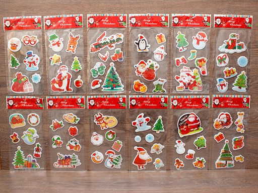 Наклейка гелевая 15*25см "Новогодняя тематика" (6188-3) 12 видов в ассорт.