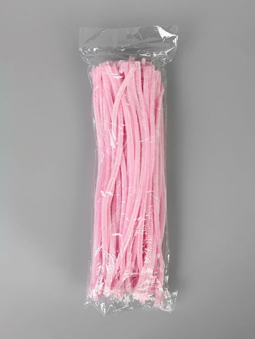 Синельная проволока, набор 100 шт, размер 1 шт 30х0,8 см, цвет розовый