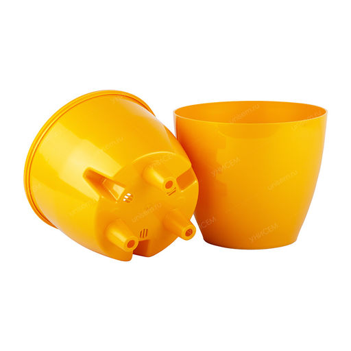 Горшок Деко Твин 1,5л 14*14*12,5 карамель с дренажной системой (уп.36) - Ортон фото 3