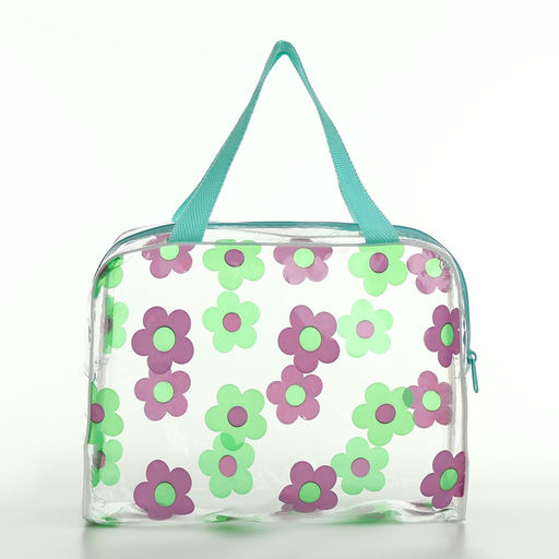 Цена за 2 шт. Косметичка-сумка на молнии для бассейна, с ручками, с рисунком ы, прозрачная/зелёная - Simaland фото 2