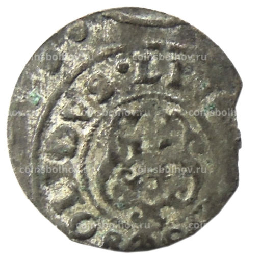 Монета Солид 1634-1654 года Шведская оккупация Риги  королева Кристина