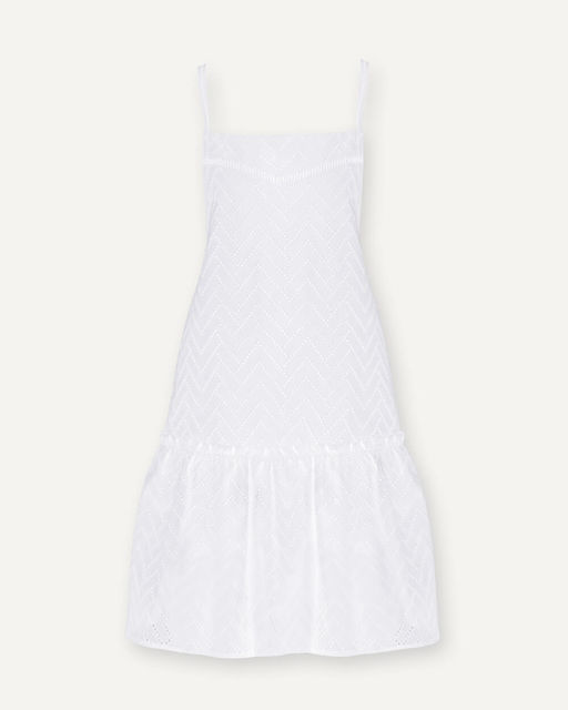 Платье из хлопковой ткани с перфорированным зигзагообразным узором - Incity фото 6