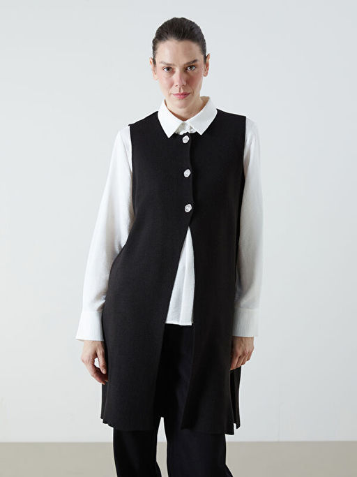 Bisiklet Yaka Kad?n Triko Yelek