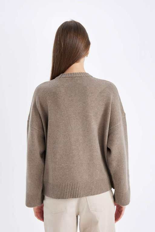 Свитер оверсайз с круглым вырезом - Defacto фото 6