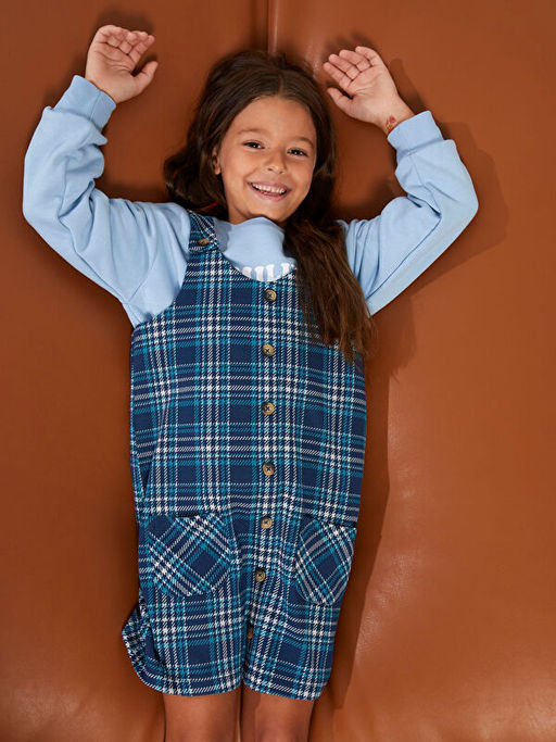 U Yaka Ekose K?z ?ocuk Salopet Elbise - Waikiki фото 2